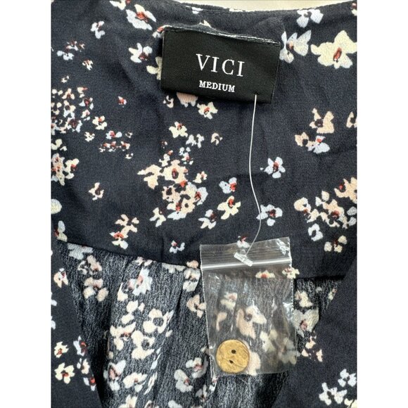 VICI Women's Floral V-Neck Button Up  Mini Tunic Dress Size Medium NWOT - Picture 6 of 9